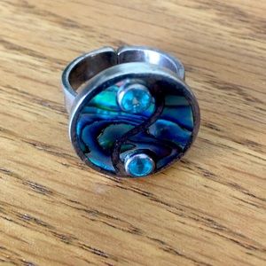 Yin-yang ☯️ sterling silver with gemstone ring